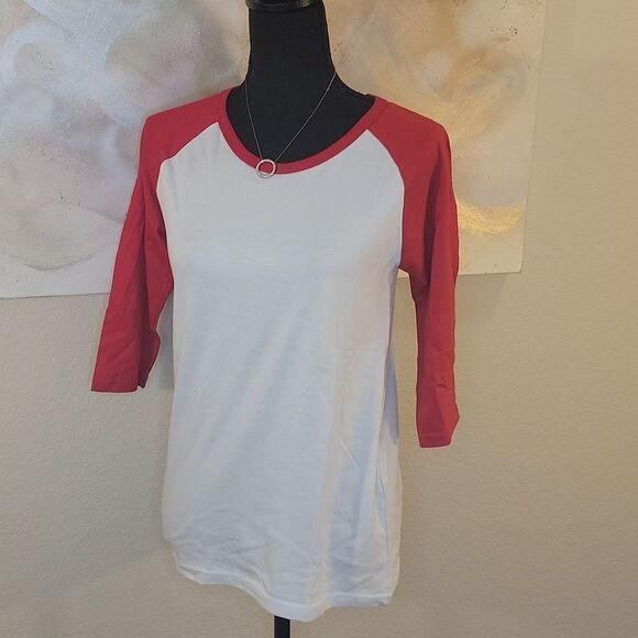 Baseball T-Shirt 2-toned White & Red - Picture 9 of 15